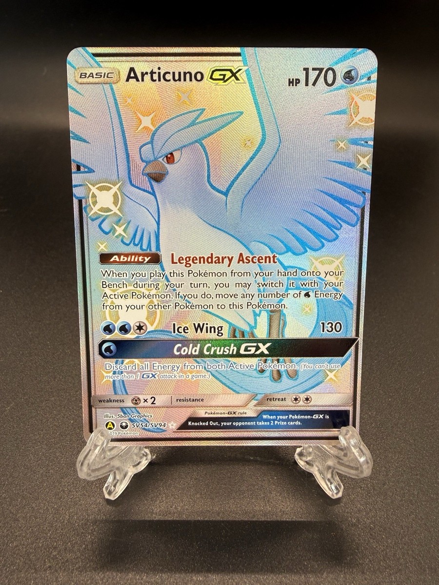 articuno gx pokemon card (Full Art) 154/168 [RWL1] Trinity Burn (210) Attack 2 Articuno GX SV54/SV94 Hidden Fates