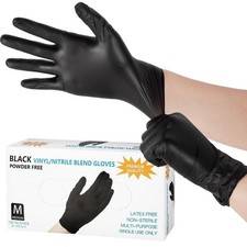 Black Vinyl / Nitrile Blend Medical Gloves Powder Free Latex Free Food Grade M 