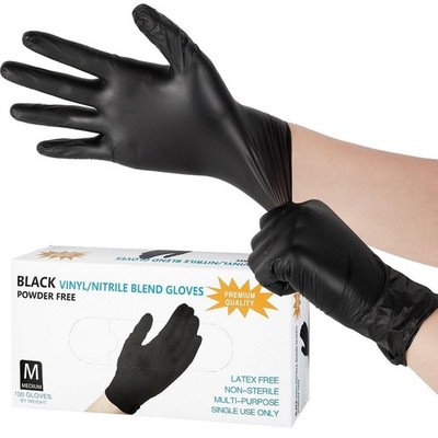 Black Vinyl / Nitrile Blend Medical Gloves Powder Free Latex Free Food Grade (M)