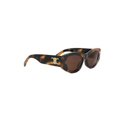 Celine TRIOMPHE CL 40308U 53E Shiny Havana/Brown Geometric Women's Sunglasses