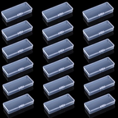 Blulu 18 Pieces Small Plastic Case Storage Containers Transparent Box with Lid