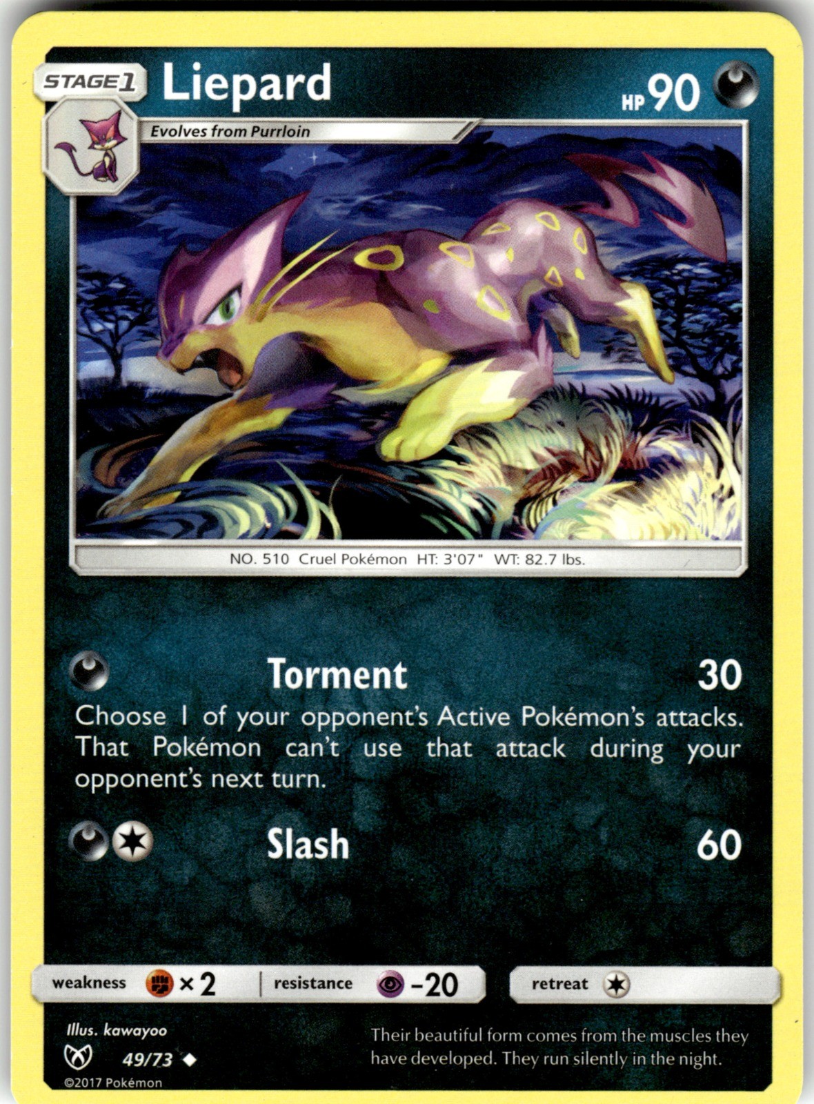 Liepard 49/73 Shining Legends Uncommon Pokemon Card MP