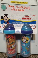 NEW DISNEY MICKEY MOUSE-SET OF 2 INSULATED SIPPY CUPS HARD SPOUT 9 oz LEAK PROOF
