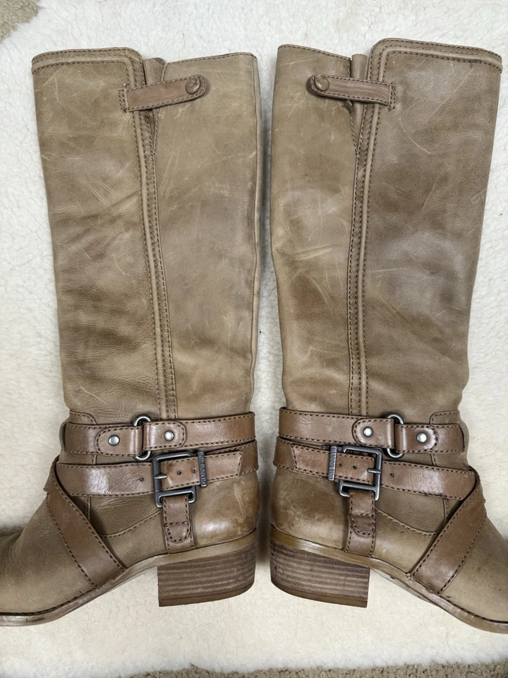Botas de equitación Gianni Bini para mujer de cuero de 7 altas hebillas de socorro Lagenlook Foto 3 de 4