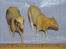 2 vintage Celluloid Christmas Nativity Sheep Ram Cow