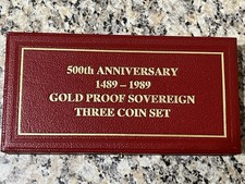 1989 500 Anniversary Tudor Rose 3 sovereign Box With COA . (NO COINS)
