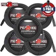 5-PACK Pig Hog 15FT XLR M to XLR F High Performance Tour Grade Mic Cable PHM15
