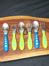  6 Vintage Gerber Graduates Kiddy/ Toddler Eating Stainless Easy Grip Handles