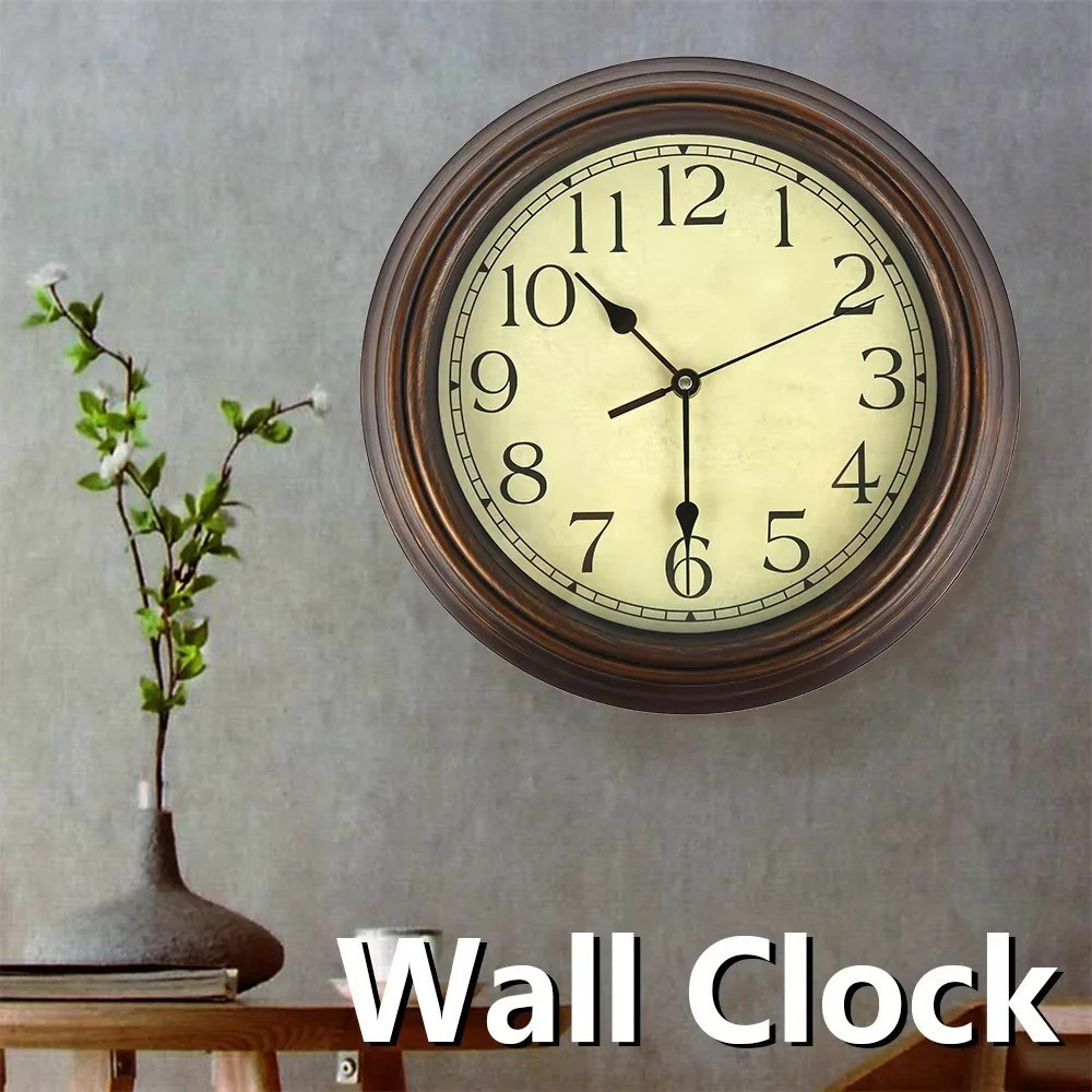 Wall Clock Battery Operated Silent Non-Ticking Vintage Wall 