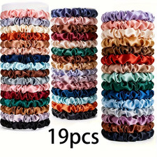 19pcs Set Non-Damaging Thin Scrunchies Hair Ties for Women  - Multi-Color Mix