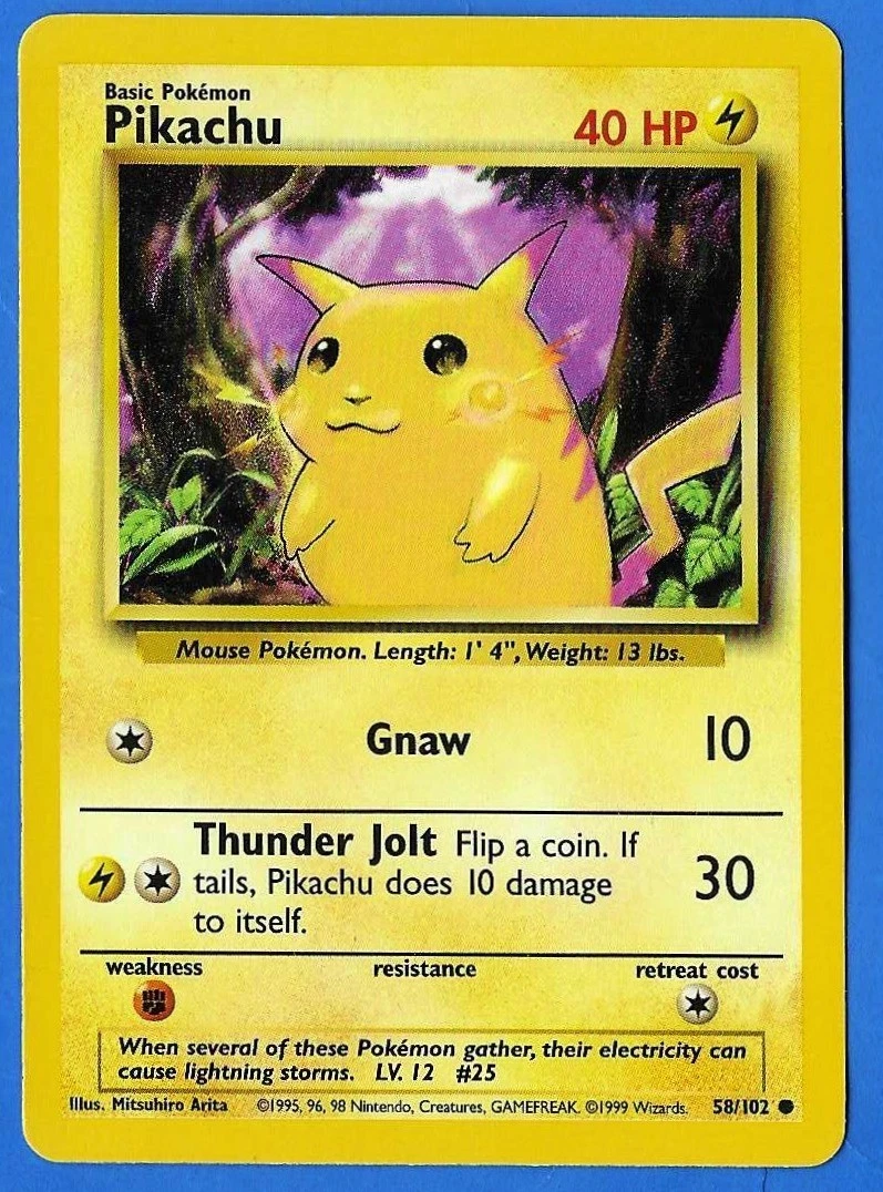 【未開封】英語版 ポケモンカード ピカチュウ 58/102 Base Set Pikachu 058/102 Base Set for sale | eBay