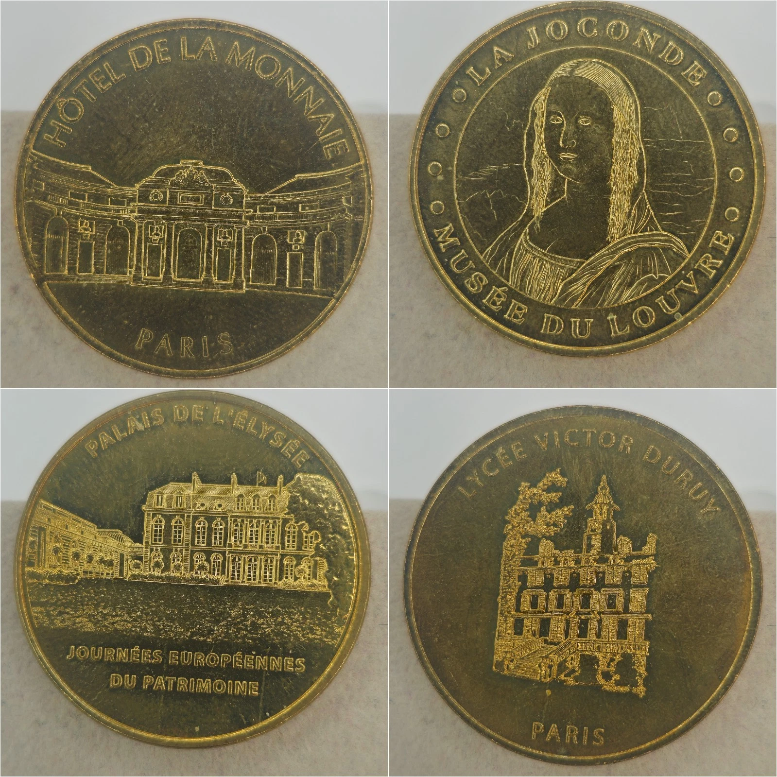 Paris Louvre Joconde Élysée Lycée Duruy - Lot Jetons Médailles Monnaie de Paris