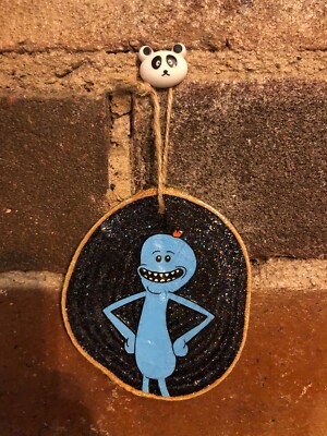 Mr Meeseeks, Rick And Morty, Christbaumkugel, Holzscheibe, Hängedeko