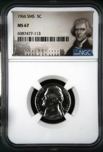 1966 SMS Jefferson Nickel NGC MS67