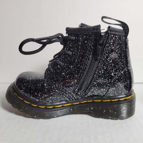 Dr Martens 1460 Cosmic Glitter Youth Toddler Size 5 Black Boots - Picture 4 of 9