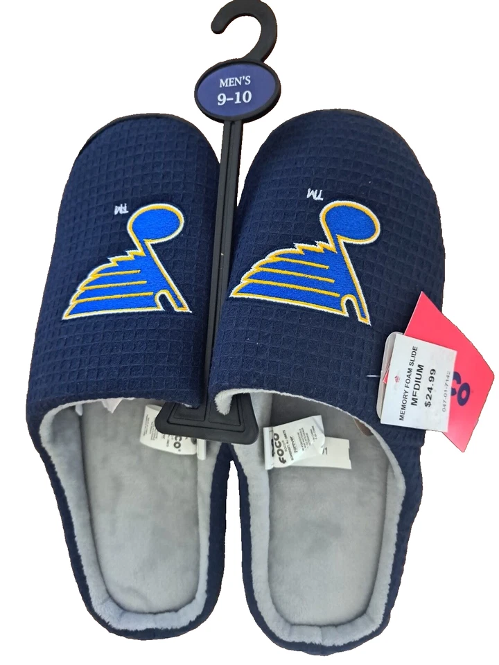 St Louis Blues NHL FOCO Slide Slippers Fuzzy Men's S (9-10) NWT - Image 4 of 4