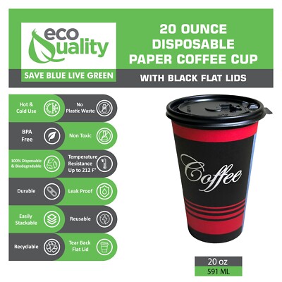 biodegradable coffee cups and lids ECO SOUL 100% Compostable Coffee Cups with Lids & Sleeves