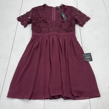 Lulus Angel In Disguise Burgundy Lace Skater Dress Women’s Large New