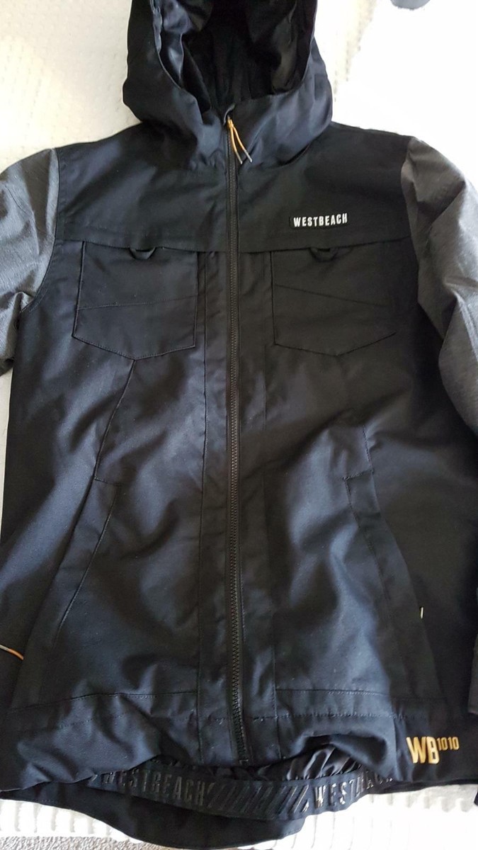 WESTBEACH Men's Black & Grey Skiing Snowboarding Hooded Jacket