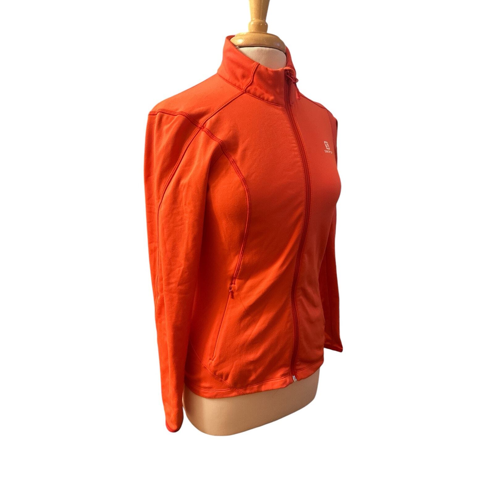 Giacca Cappotto Donna XS Salomon Zip ActiTherm Pile Rosso Escursione Outdoor Bici Corsa