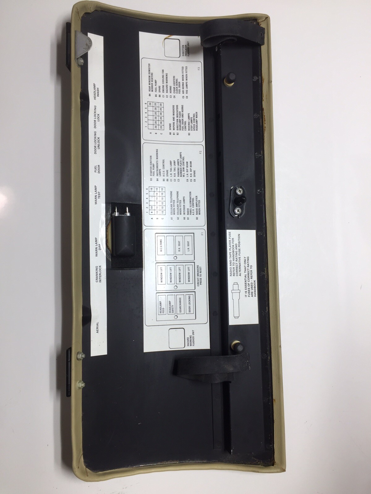 1986 Rolls Royce Silver Spur Passenger Fuse Panel Cover Door