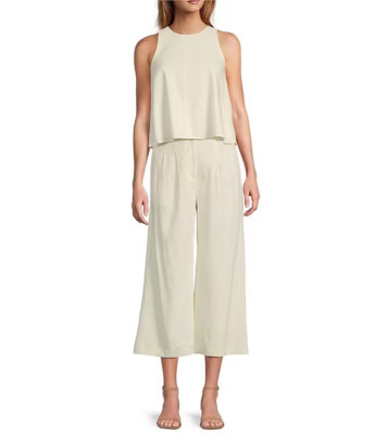 Antonio Melani Brenda Linen Pants White Wide Leg Ankle White size 16 New $109