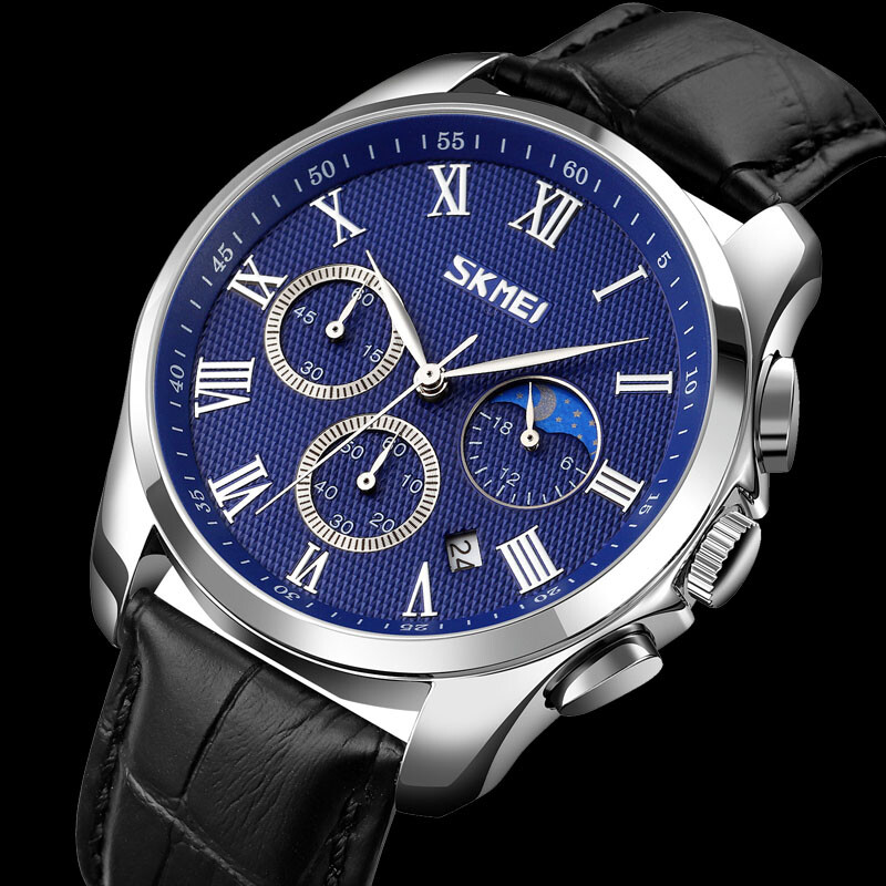Classic Men's Chronograph Watch Sub-dials Quartz Date Waterproof Male Wristwatch