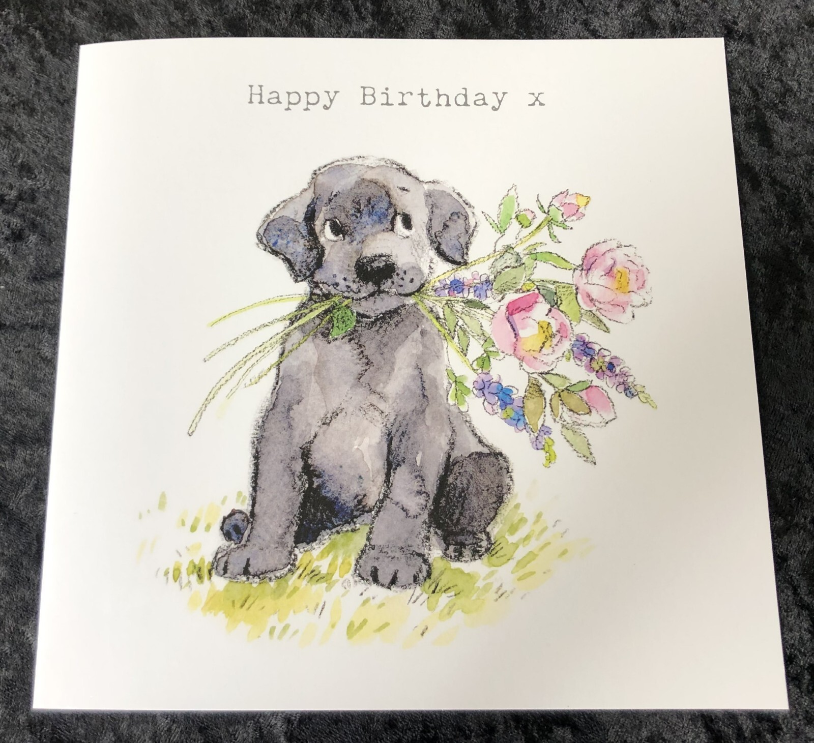 New Blank Moonpig Happy Birthday Card Puppy and Flowers Design Card