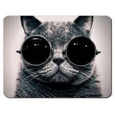 Cat B W Sunglasses Cute Animal Funny Cool PC Computer Mousemat Mouse Mat Pad