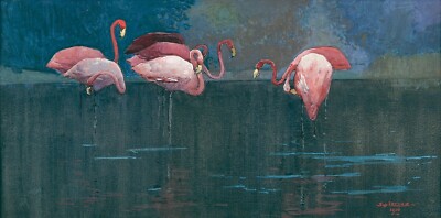 Sydney Long Flamingos Art Print Art Nouveau Bird Decor