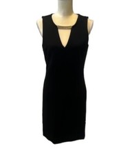 MICHAEL KORS Black V-Neck Shift Dress w/Gold Tone Accent  ( Sz -14 ) NWT $140.00