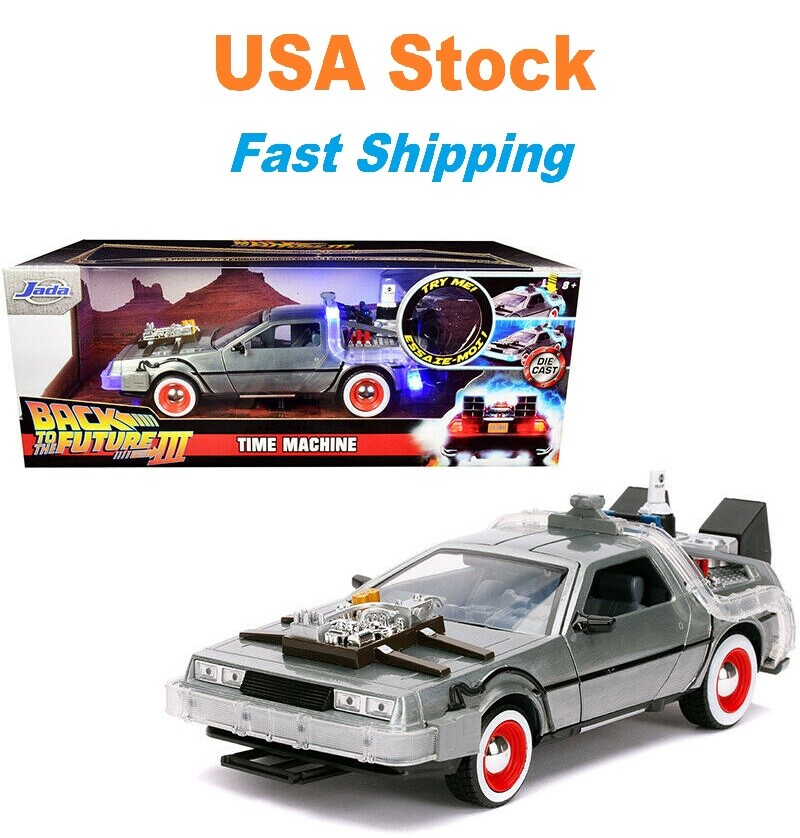Back to the Future 3, DeLorean Time Machine w lights, Diecast Car