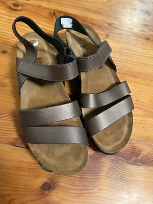 Naot Kayla Metal Bronze Leather & Suede Wedge Sandal Women's US 7 EU 38 NWOB