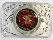 Vtg NRA Belt Buckle National Rifle Association Flowers Womens Guns 2nd Amendment