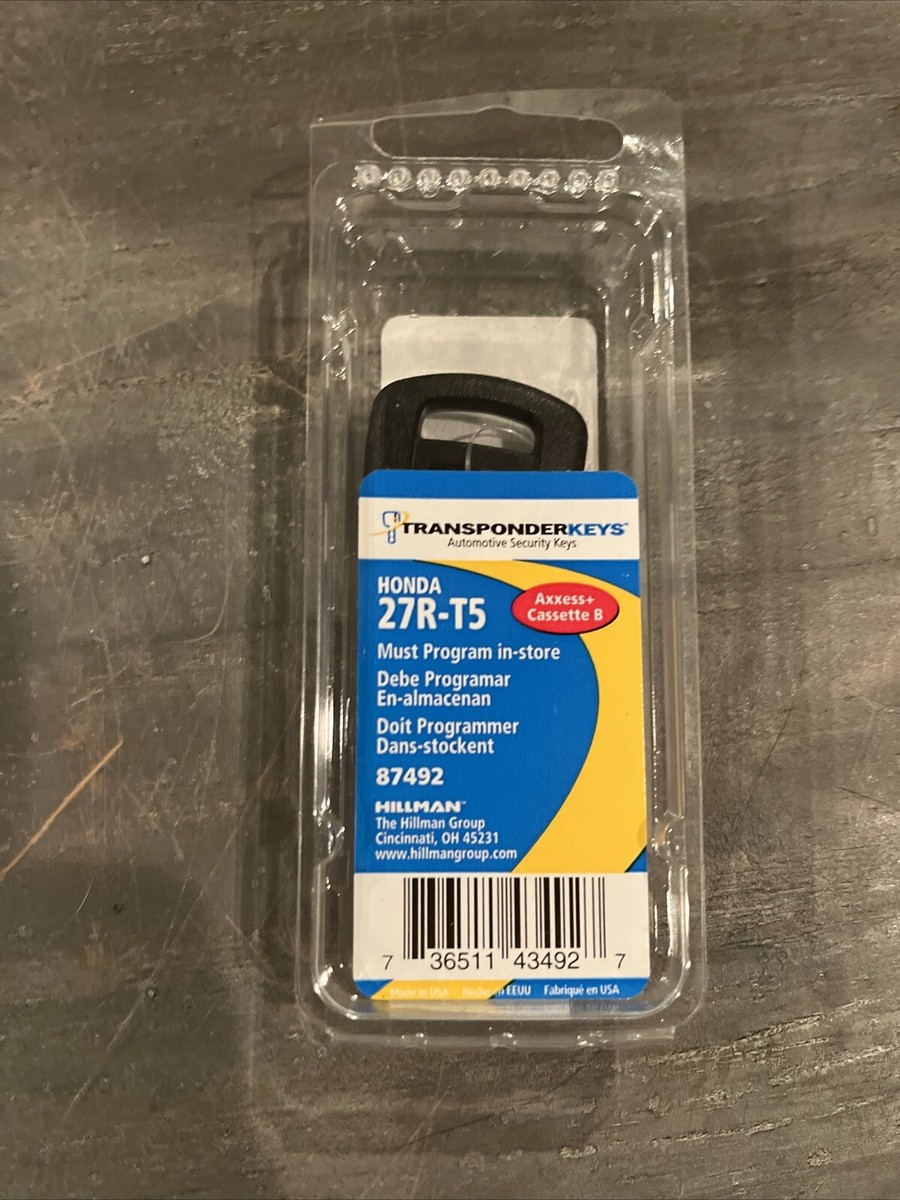 Honda Transponder Uncut Key Blank 27R-T5 Hillman 87492 Axxess+