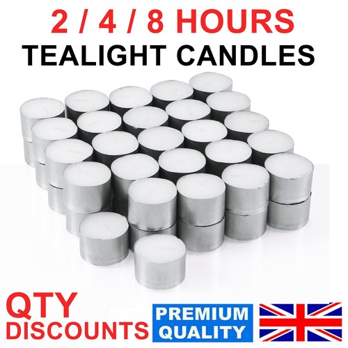 Tea Lights 2 4 8 Hour Long Burn Night Light Candles Unscented Tealights 50 / 100 eBay