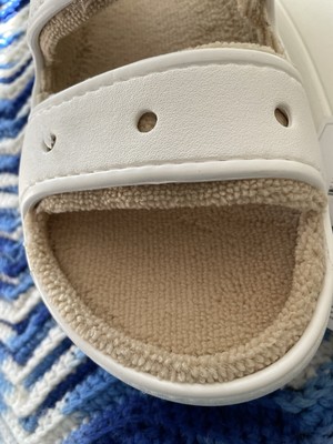 Crocs Classic Cozzzy Towel Sandal Unisex White W Beige  display picture 2