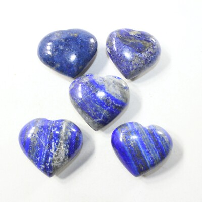 5 Lapis Hearts Combined Weight of  499 Grams #7341 Gemstone Hearts