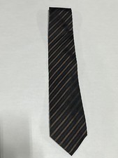 Mens Giorgio Cosani Black Brown Stripe Pattern Tie Pure Silk Hand Made NEW