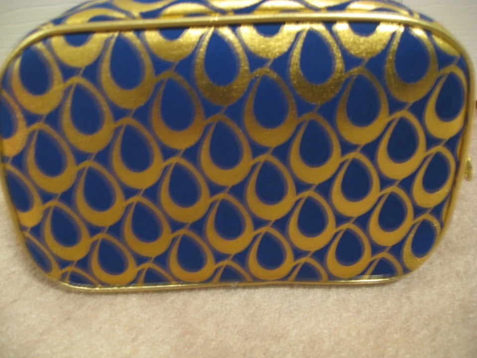 MACBETH COLLECTION BOLSA DE MAQUILLAJE CONJUNTO DÚO * DANIELLE Creations * AZUL Y DORADO * NUEVO CON ETIQUETAS Foto 2 de 4