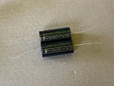 2 New Supertech 2200 uf 63v Axial Capacitors Guitar Tube Amp & Stereo Caps (Qty