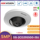 Hikvision Original 5MP 180° Fisheye Camera POE DS-2CD2955G0-ISU Dome MIC Audio