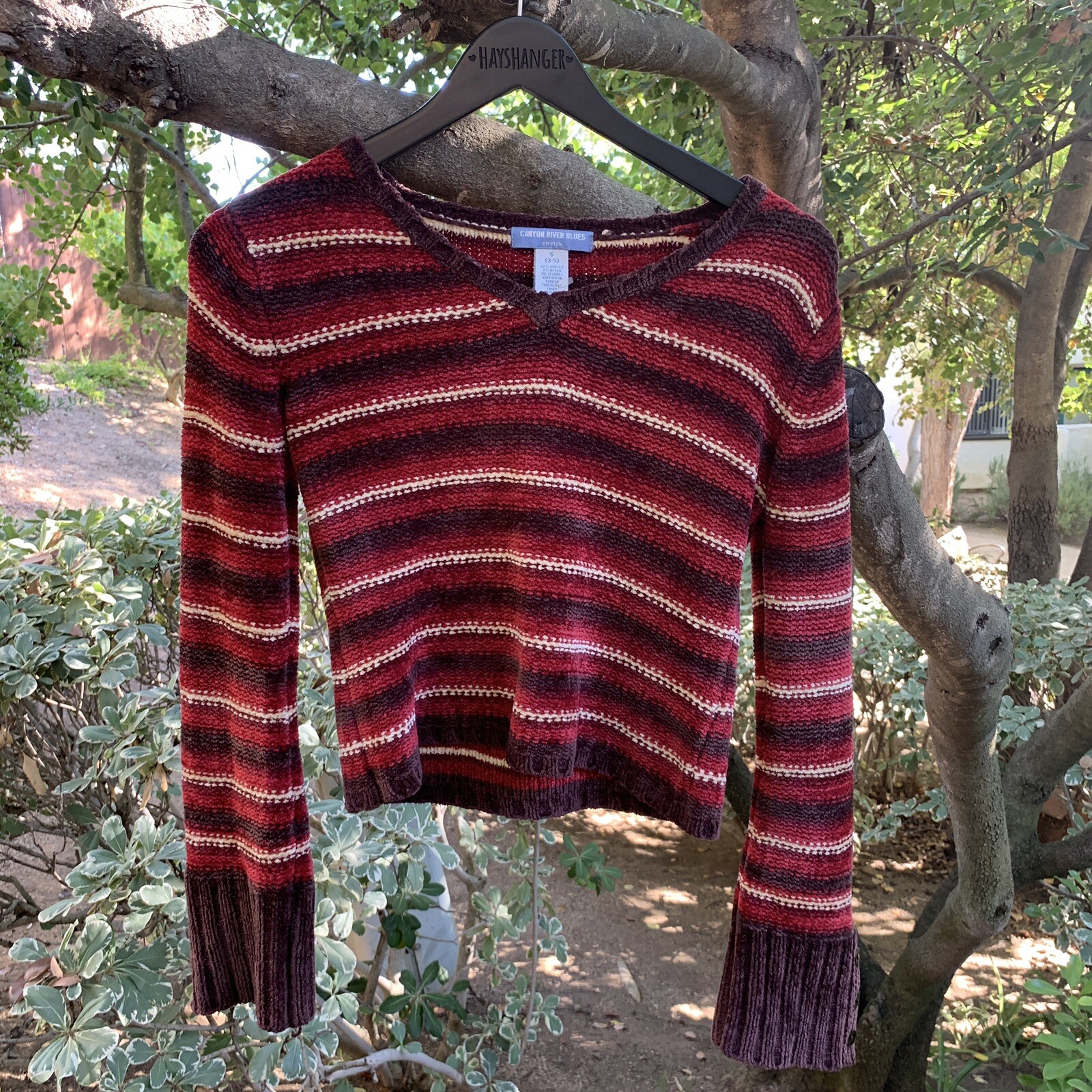Vintage Red Brown Striped Velvet Knot 