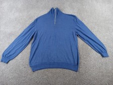 Valda by Toscano Mens Sweater XXL Blue Cotton Blend Pullover 1/4 Zip Mock Neck