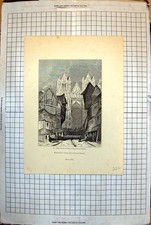 Alte Westfront Dom Reims Rundfenster Holzh&auml;user 1843 224J 19.