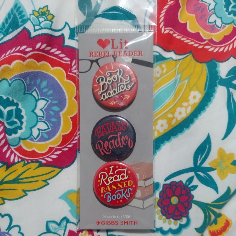 Gibbs Smith Lot 3 Brand New Pins Books Bookworm Pins 1 inches Pins