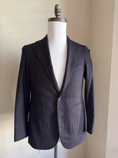 Suitsupply Dark Brown Chalk Stripe S120 Flannel Suit - Size 32S