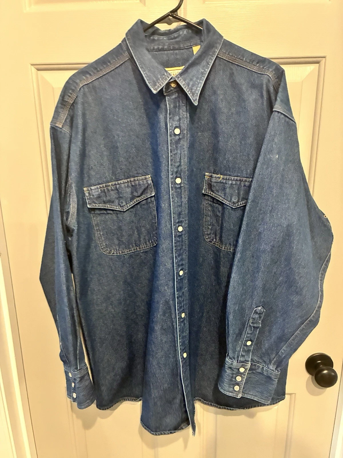 Schmidt Workwear Denim Jacket Mens XL Blue Denim Pearl Snap