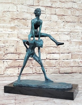 Home Office Handcrafted Children Playing Leapfrog Bronze Art Sculpture Statue