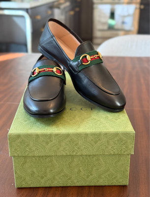 GUCCI Brixton Horsebit Loafers Womens Shoes Size 35 in Black with